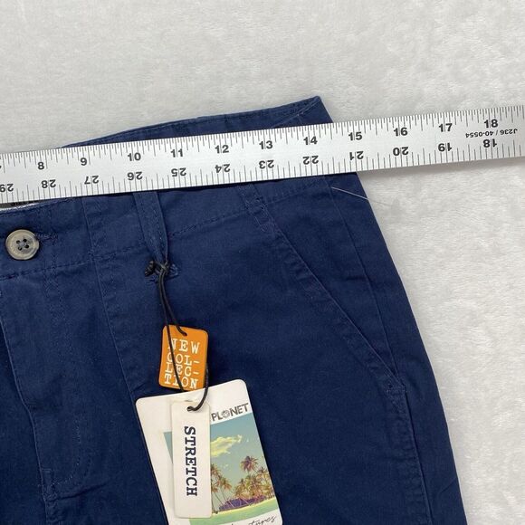 New Free Planet Shorts Mens 28 Chino Stretch Navy Blue - Picture 3 of 10